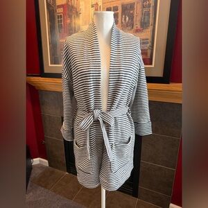 Loft striped belted cardigan